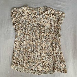 Reformation Jeans casual flowy fall floral keyhole short sleeve blouse cute